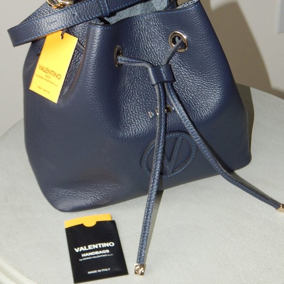 Valentino by Mario Valentino Karl Medallion Leather Bucket Bag VA2865 Authentic - Picture 11 of 16